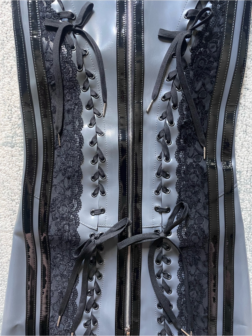 Rare Dominnico “Varsity Archive Skirt”Spanish Designer Runway Sample Vinyl Lace — image 8 of 8